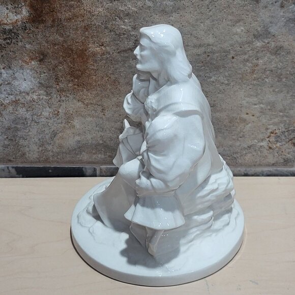 White Ceramic Jesus Christ Savior Children Lamb Figurine - Picture 6 of 10